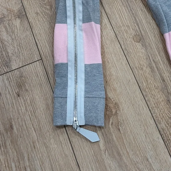 Mens Burberry Icon Striped LS Polo Shirt Pink/Gray Large